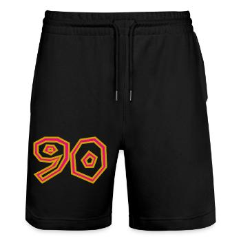 90. 90 JAHRE. 90-JÄHRIGES JUBILÄUM. 90-JÄHRIGES JUBILÄUM. - Stanley/Stella Unisex Bio Joggingshorts Trainer  - Schwarz - Vorne - Nik (191cm) & Marisol (170cm)