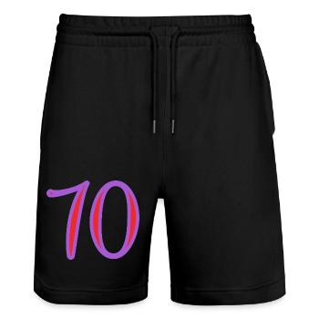 70. 70 JAHRE. 70-JÄHRIGES JUBILÄUM. 70-JÄHRIGES JUBILÄUM. - Stanley/Stella Unisex Bio Joggingshorts Trainer  - Schwarz - Vorne - Nik (191cm) & Marisol (170cm)