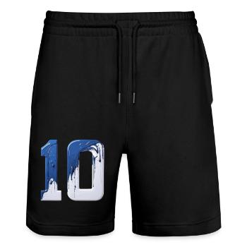 NON. 10 NUMÉRO 10 BLEU BLANC 10E ANNIVERSAIRE - Short de jogging bio TRAINER Stanley/Stella unisexe - noir - Devant - Nik (191cm) & Marisol (170cm)