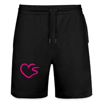 Herz Buchstabe S Anfangsbuchstabe Rosa - Stanley/Stella Unisex Bio Joggingshorts Trainer  - Schwarz - Vorne - Nik (191cm) & Marisol (170cm)
