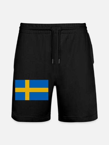 Schweden Flagge - Stanley/Stella Unisex Bio Joggingshorts Trainer  - Schwarz