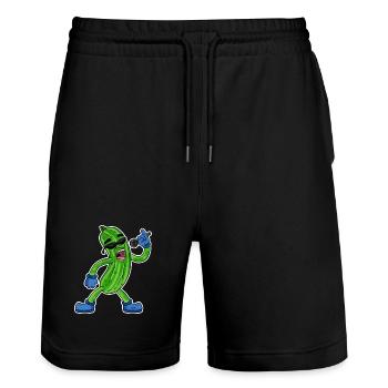 Gurke singt lustige Illustration Gemüse Geschenk - Stanley/Stella Unisex Bio Joggingshorts Trainer  - Schwarz - Vorne - Nik (191cm) & Marisol (170cm)