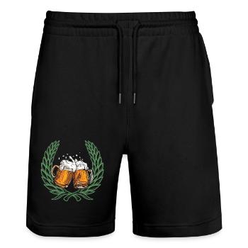 Holy Beer - Stanley/Stella Trainer Unisex Organic Jogging Shorts - black - Front - Nik (191cm) & Marisol (170cm)