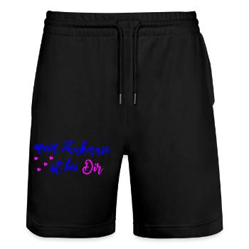 mein zu Hause ist bei Dir - Stanley/Stella Unisex Bio Joggingshorts Trainer  - Schwarz - Vorne - Nik (191cm) & Marisol (170cm)