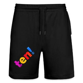 TEN 10 YEARS 10TH BIRTHDAY - Stanley/Stella Trainer Unisex Organic Jogging Shorts - black - Front - Nik (191cm) & Marisol (170cm)
