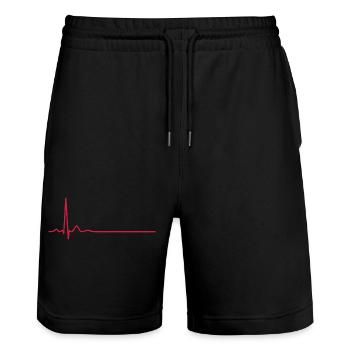 Herzschlag-EKG-Linie Medizinischer Pulswellen-Ikon-Vektor - Stanley/Stella Unisex Bio Joggingshorts Trainer  - Schwarz - Vorne - Nik (191cm) & Marisol (170cm)