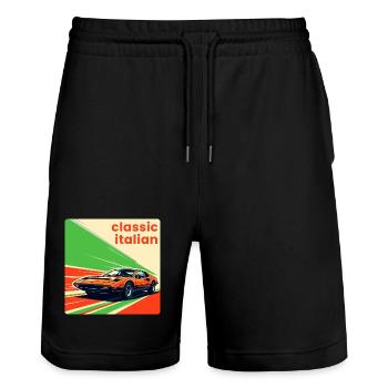 Classic Italian Sportscar - Stanley/Stella Trainer Unisex Organic Jogging Shorts - black - Front - Nik (191cm) & Marisol (170cm)