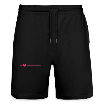 Linie Herz Rosa Strich Ornament Dekoration - Stanley/Stella Unisex Bio Joggingshorts Trainer  - Schwarz - Vorne - Nik (191cm) & Marisol (170cm)