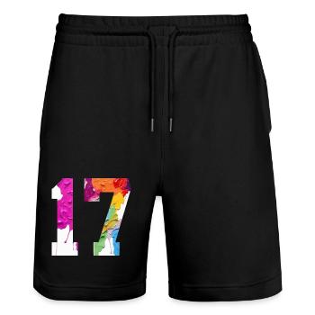 NUMÉRO COLORÉ 17 COLORÉ 17E ANNIVERSAIRE - Short de jogging bio TRAINER Stanley/Stella unisexe - noir - Devant - Nik (191cm) & Marisol (170cm)