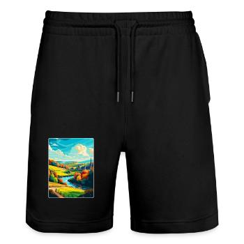 Ardennen Frankreich Vintage Reiseplakat Souvenir WPA - Stanley/Stella Unisex Bio Joggingshorts Trainer  - Schwarz - Vorne - Nik (191cm) & Marisol (170cm)
