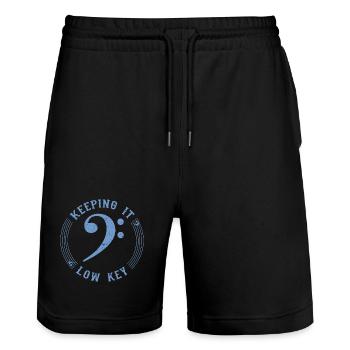 Bassschlüssel Blau - Vintage Musical Symbol - Stanley/Stella Unisex Bio Joggingshorts Trainer  - Schwarz - Vorne - Nik (191cm) & Marisol (170cm)