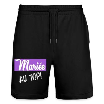 Junggesellinnenabschied. HOCHZEIT - Stanley/Stella Unisex Bio Joggingshorts Trainer  - Schwarz - Vorne - Nik (191cm) & Marisol (170cm)
