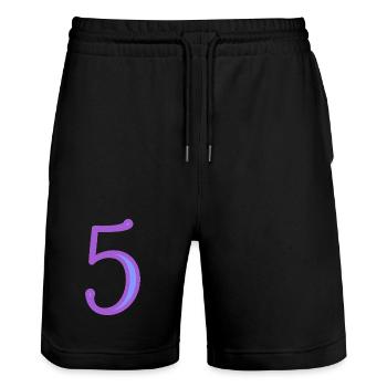5. FIVE - Stanley/Stella Trainer Unisex Organic Jogging Shorts - black - Front - Nik (191cm) & Marisol (170cm)