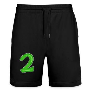 Nummer 2 Grün - Stanley/Stella Unisex Bio Joggingshorts Trainer  - Schwarz - Vorne - Nik (191cm) & Marisol (170cm)