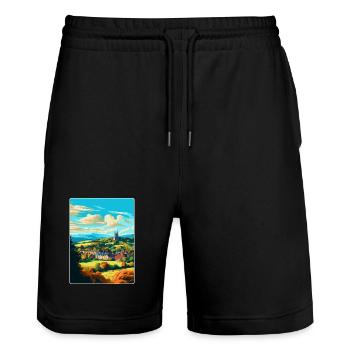Great Malvern England Uk Reise Poster Souvenir - Stanley/Stella Unisex Bio Joggingshorts Trainer  - Schwarz - Vorne - Nik (191cm) & Marisol (170cm)