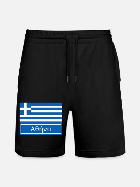 Athens Written in Greek - Stanley/Stella Trainer Unisex Organic Jogging Shorts - black