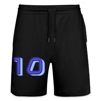10. 10 ANS. 10e ANNIVERSAIRE. ANNIVERSAIRE 10 ANS. - Short de jogging bio TRAINER Stanley/Stella unisexe - noir - Devant - Nik (191cm) & Marisol (170cm)