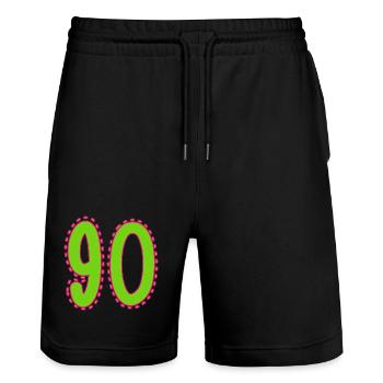 90. 90 YEARS. 90th ANNIVERSARY. 90 YEARS ANNIVERSARY. - Stanley/Stella Trainer Unisex Organic Jogging Shorts - black - Front - Nik (191cm) & Marisol (170cm)