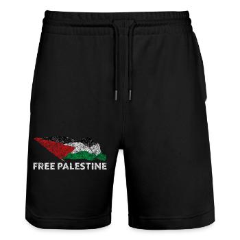 Free Palestine - Stanley/Stella Trainer Unisex Organic Jogging Shorts - black - Front - Nik (191cm) & Marisol (170cm)