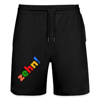 ZEHN 10 JAHRE 10. GEBURTSTAG - Stanley/Stella Unisex Bio Joggingshorts Trainer  - Schwarz - Vorne - Nik (191cm) & Marisol (170cm)