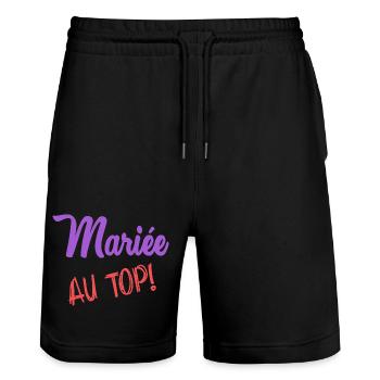HOCHZEIT - Stanley/Stella Unisex Bio Joggingshorts Trainer  - Schwarz - Vorne - Nik (191cm) & Marisol (170cm)