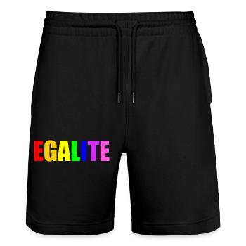 Equality - Stanley/Stella Trainer Unisex Organic Jogging Shorts - black - Front - Nik (191cm) & Marisol (170cm)