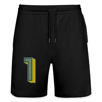 1. 1 YEAR. 1st ANNIVERSARY. 1 YEAR BIRTHDAY - Stanley/Stella Trainer Unisex Organic Jogging Shorts - black - Front - Nik (191cm) & Marisol (170cm)