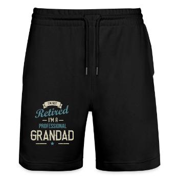 I'm Not Retired I'm a Professional Grandad - Stanley/Stella Trainer Unisex Organic Jogging Shorts - black - Front - Nik (191cm) & Marisol (170cm)