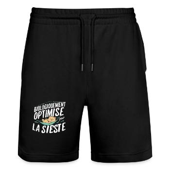 Biologiquement Optimisé Pour La Sieste - Short de jogging bio TRAINER Stanley/Stella unisexe - noir - Devant - Nik (191cm) & Marisol (170cm)