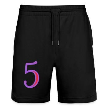 5. 5 ANS. 5e ANNIVERSAIRE. ANNIVERSAIRE 5 ANS - Short de jogging bio TRAINER Stanley/Stella unisexe - noir - Devant - Nik (191cm) & Marisol (170cm)