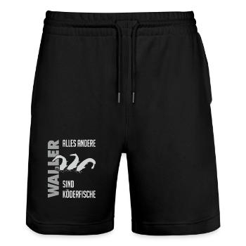 Wels fischen Kampf mit dem starken Wels - Stanley/Stella Unisex Bio Joggingshorts Trainer  - Schwarz - Vorne - Nik (191cm) & Marisol (170cm)