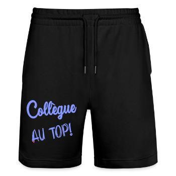 COLLEGUE. DEPART. RETRAITE. EMPLOI. HUMOUR - Short de jogging bio TRAINER Stanley/Stella unisexe - noir - Devant - Nik (191cm) & Marisol (170cm)