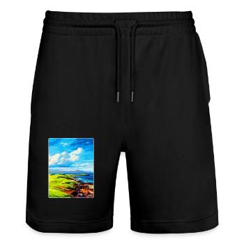 Île de Muck Écosse Royaume-Uni Affiche de voyage souvenir - Short de jogging bio TRAINER Stanley/Stella unisexe - noir - Devant - Nik (191cm) & Marisol (170cm)