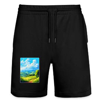 Upper Palatinate Germany Vintage Travel Poster WPA - Stanley/Stella Trainer Unisex Organic Jogging Shorts - black - Front - Nik (191cm) & Marisol (170cm)