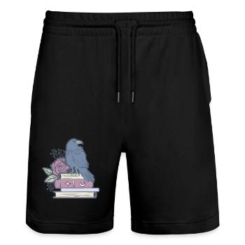 Mystischer Rabe - Stanley/Stella Unisex Bio Joggingshorts Trainer  - Schwarz - Vorne - Nik (191cm) & Marisol (170cm)