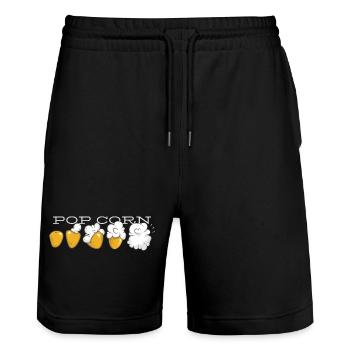 Popcorn evolution - Stanley/Stella Trainer Unisex Organic Jogging Shorts - black - Front - Nik (191cm) & Marisol (170cm)
