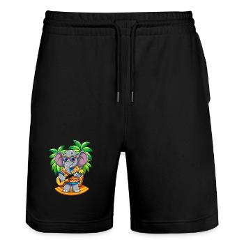 Lustige Elefant Cartoon Sommer Strand Sonnenbrille - Stanley/Stella Unisex Bio Joggingshorts Trainer  - Schwarz - Vorne - Nik (191cm) & Marisol (170cm)