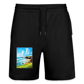 Bude Cornwall, England, Vereinigtes Königreich, Reiseposter, Souvenir - Stanley/Stella Unisex Bio Joggingshorts Trainer  - Schwarz - Vorne - Nik (191cm) & Marisol (170cm)