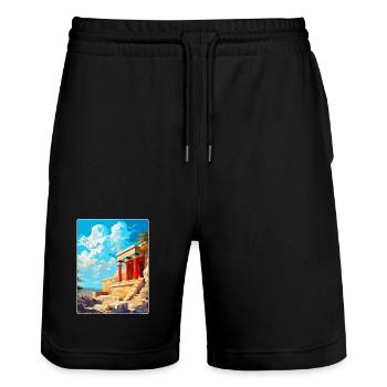 Knossos Palast Griechenland Vintage Reiseplakat WPA - Stanley/Stella Unisex Bio Joggingshorts Trainer  - Schwarz - Vorne - Nik (191cm) & Marisol (170cm)