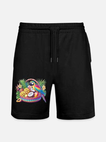 Obstkorb mit Papagei - Stanley/Stella Unisex Bio Joggingshorts Trainer  - Schwarz