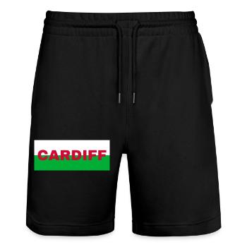 Cardiff City au Pays de Galles Drapeau Royaume-Uni - Short de jogging bio TRAINER Stanley/Stella unisexe - noir - Devant - Nik (191cm) & Marisol (170cm)