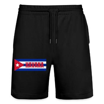 La Havane dans le drapeau cubain - Short de jogging bio TRAINER Stanley/Stella unisexe - noir - Devant - Nik (191cm) & Marisol (170cm)