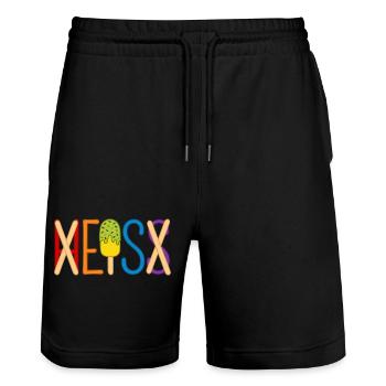 Eis - heiß - H EIS S - Stanley/Stella Unisex Bio Joggingshorts Trainer  - Schwarz - Vorne - Nik (191cm) & Marisol (170cm)