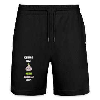 Ich mag keine Zwiebeln - Stanley/Stella Unisex Bio Joggingshorts Trainer  - Schwarz - Vorne - Nik (191cm) & Marisol (170cm)