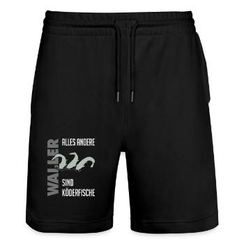 Wels fischen Kampf mit dem starken Wels - Stanley/Stella Unisex Bio Joggingshorts Trainer  - Schwarz - Vorne - Nik (191cm) & Marisol (170cm)