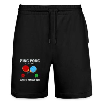 Ping Pong Call: Get Started Now - Stanley/Stella Trainer Unisex Organic Jogging Shorts - black - Front - Nik (191cm) & Marisol (170cm)