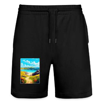 Îles Scilly Uk Affiche de voyage vintage souvenir - Short de jogging bio TRAINER Stanley/Stella unisexe - noir - Devant - Nik (191cm) & Marisol (170cm)