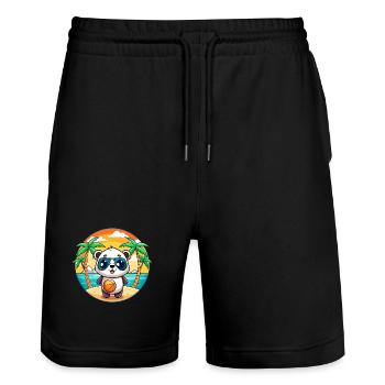 Panda Lustige Cartoon Sommer Strand Sonnenbrille - Stanley/Stella Unisex Bio Joggingshorts Trainer  - Schwarz - Vorne - Nik (191cm) & Marisol (170cm)