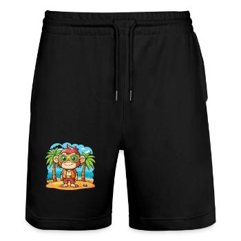 Affe Lustige Cartoon Sommer Strand Sonnenbrille - Stanley/Stella Unisex Bio Joggingshorts Trainer  - Schwarz - Vorne - Nik (191cm) & Marisol (170cm)
