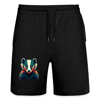 Dachs Zeichentrickfigur Buntes Haustier Tier - Stanley/Stella Unisex Bio Joggingshorts Trainer  - Schwarz - Vorne - Nik (191cm) & Marisol (170cm)